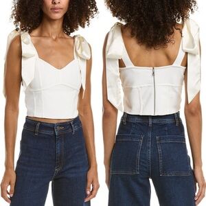 NWT BCBGMaxAzria Corset Bow Strap Zip Back Top